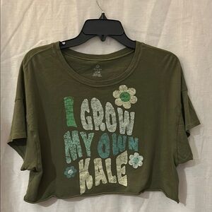 Aerie Olive Green 'I Grow My Own Kale' Tee